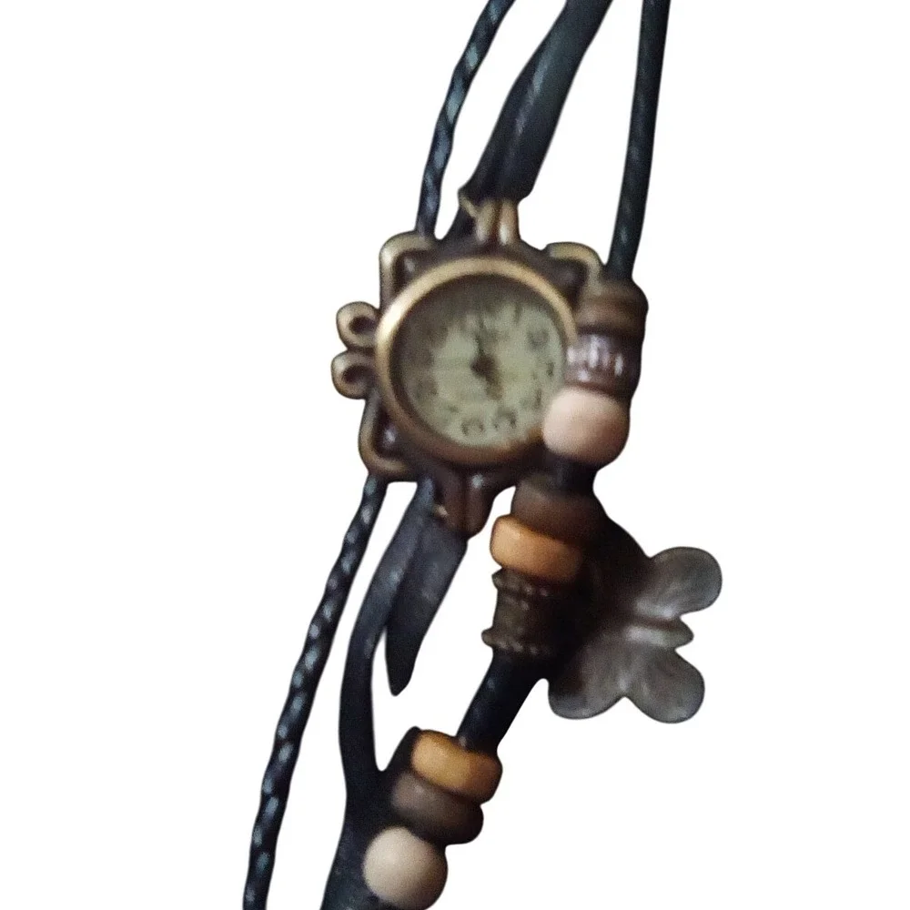 Viger Bracelet Women's Watch, Butterfly Charm Faux Leather Beads Boho Quartz